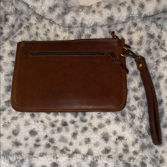 Perfect for the NFR!! Brown Leather Wristlet with Teal Accents - Picture 2 of 2
